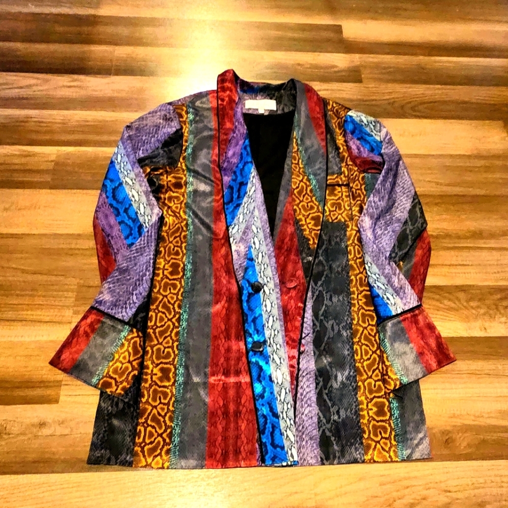 Satin Animal Print Blazer